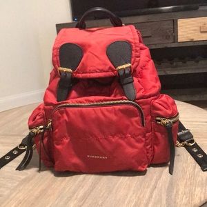 Burberry Red Medium Nylon Backpack